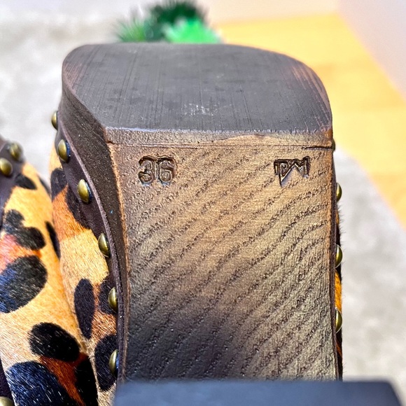 *Penelope Chilvers  | Leopard Print Pony Mid Heel Clogs from Anthropologie Sz 6 - Picture 4 of 15